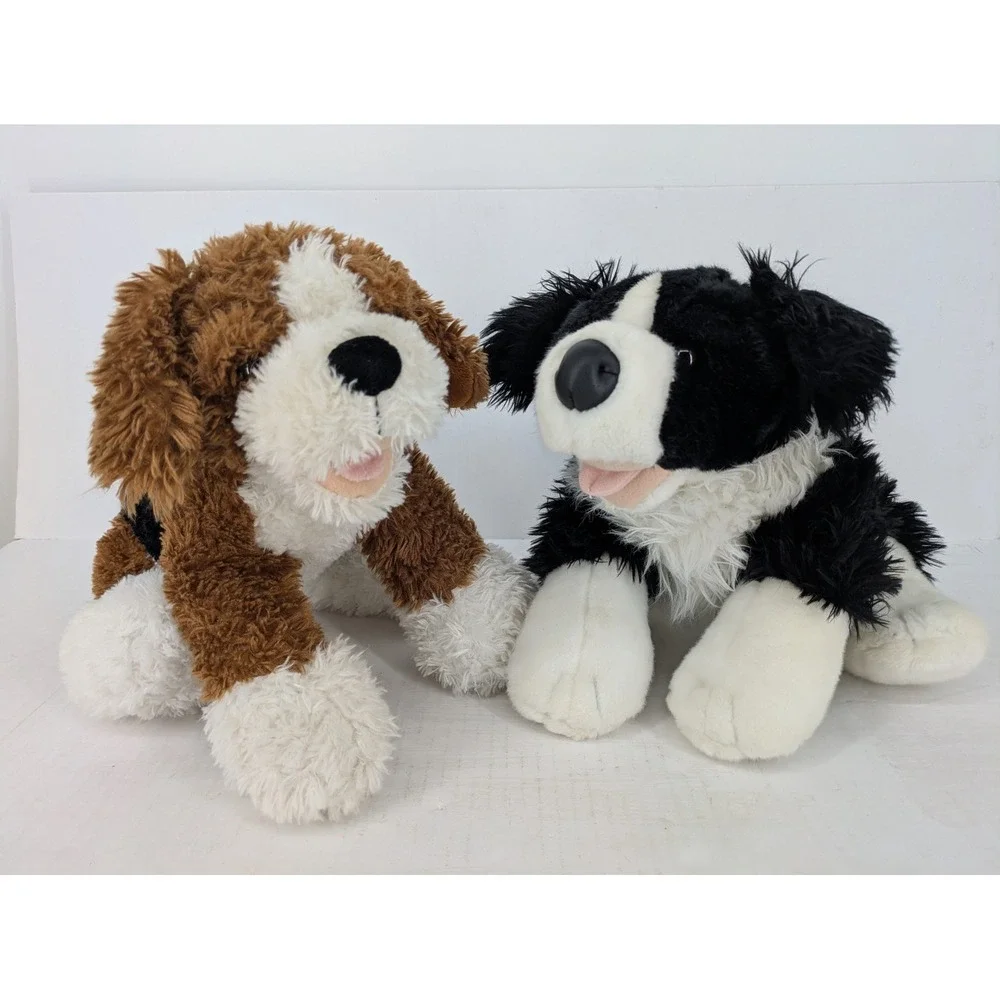 Build-A-Bear Plush Dog Puppy Lot Beagle Border Collie Realistic Black Brown BAB